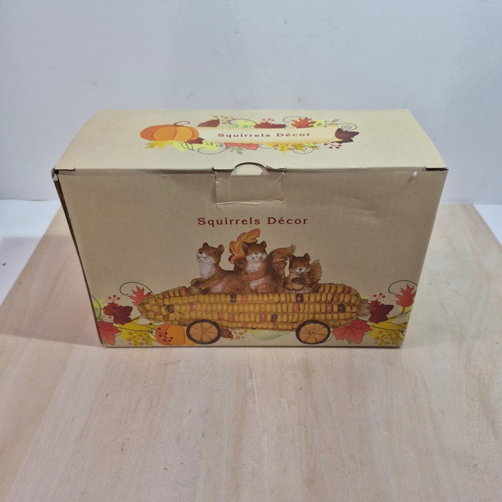 Cracker Barrel Squirrels Decor Fall Harvest Corn Cob Wagon Figurine 494912